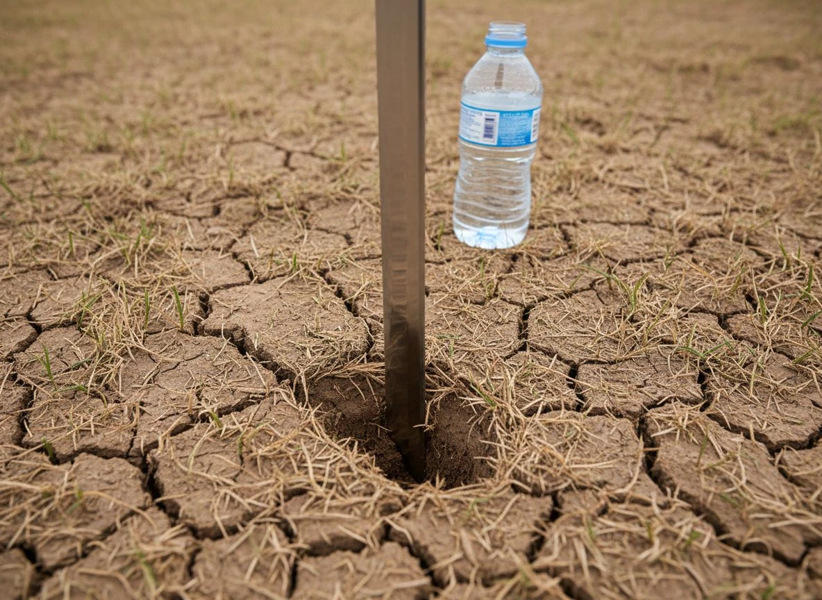Close-up of cutting a precision plug in dry grass with a digging knife